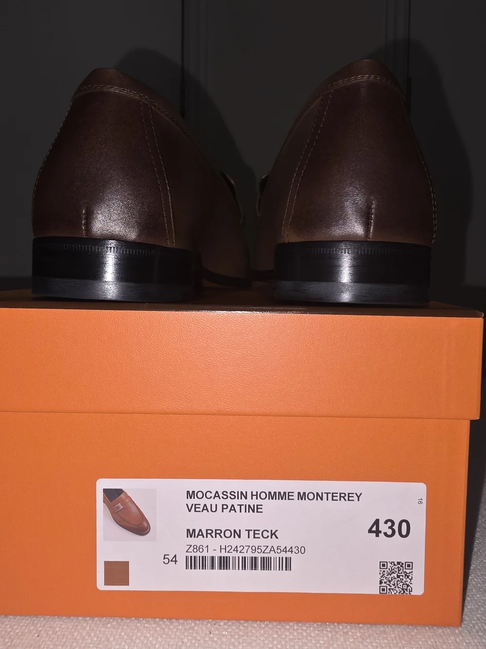 Brand New Hermès Moccasin Homme Monterey Veau Patine